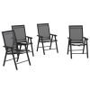 Outsunny Set of 4 Patio Folding Chairs, Stackable Outdoor Sling Patio Dining Chairs with Armrests for Lawn, Camping, Dining, Beach, Metal Frame, No As