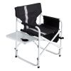 2-piece Padded Folding Outdoor Chair with Side Table and Storage Pockets,Lightweight Oversized Directors Chair for indoor, Outdoor Camping, Picnics an