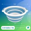 Collapsible Wash Basin 14.6" x 10.6" x 11"; Blue Silicone Collapsible Tub for Sink with Lid; Portable Dish Tub Basin; Compact Collapsible Sink Camping