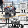 Collapsible Heavy Duty Beach Wagon Cart Outdoor Folding Utility Camping Garden Beach Cart with Universal Wheels Adjustable Handle Shopping (Snow Camou