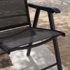 Outsunny Set of 4 Patio Folding Chairs, Stackable Outdoor Sling Patio Dining Chairs with Armrests for Lawn, Camping, Dining, Beach, Metal Frame, No As