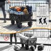 Collapsible Heavy Duty Beach Wagon Cart Outdoor Folding Utility Camping Garden Beach Cart with Universal Wheels Adjustable Handle Shopping (Black)