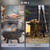 Outsunny 2-in-1 Fire Pit, BBQ Grill, 33" Portable Wood Burning Firepit with Adjustable Cooking Grate, Pan and Poker, Camping Bonfire Stove for Backyar