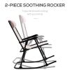 Oversized Folding Rocking Camping Chair Set of 2, Outdoor Rockers with Headrests, Zero Gravity Bungee Lawn Chairs for 2 Adults, Cream White