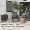 Outsunny Set of 4 Patio Folding Chairs, Stackable Outdoor Sling Patio Dining Chairs with Armrests for Lawn, Camping, Dining, Beach, Metal Frame, No As