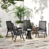 Outsunny Set of 4 Patio Folding Chairs, Stackable Outdoor Sling Patio Dining Chairs with Armrests for Lawn, Camping, Dining, Beach, Metal Frame, No As