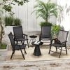 Outsunny Set of 4 Patio Folding Chairs, Stackable Outdoor Sling Patio Dining Chairs with Armrests for Lawn, Camping, Dining, Beach, Metal Frame, No As