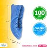 100 Pack of Disposable Shoe Covers. Blue Shoe Covers. Polyethylene Shoe Covering. One Size; Recyclable Boot Covers. Non-Slip; Heavy-Duty; Water-resist