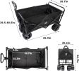 Collapsible Heavy Duty Beach Wagon Cart Outdoor Folding Utility Camping Garden Beach Cart with Universal Wheels Adjustable Handle Shopping (Black)