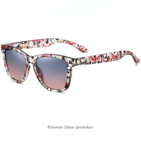 Women Polarized Sunglasses Square Eyeglasses Frames Men Sun Glasses Bohemian Bikini Military Camping Beach Sports Visor Eyewear (Lens Color: flower blue pink)