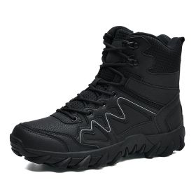 Outdoor Men Hiking Shoes Waterproof Breathable Tactical Combat Army Boots Desert Training Sneakers Anti-Slip Mens Military Boots (Color: black, size: 45)