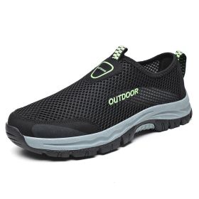 Mesh Men Casual Shoes Summer Outdoor Water Sneakers Men Trainers Non-slip Climbing Hiking Shoes Breathable Men's Treking Shoe (Color: black, size: 46)