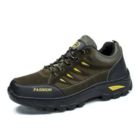 Outdoor Trekking Shoes Men Hiking Shoes Waterproof Non Slip Climbing Camping Trekking Men Sneakers (Color: black, size: 42)