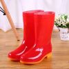 Mid-tube Rain Boots Women Non-slip Rain Boots Waterproof Shoes Overshoes Water Boots Fashion Plus Velvet Warm Women Work Shoesdr