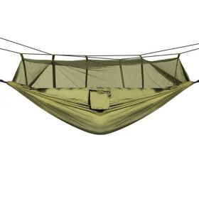 Portable Nylon Swing Hanging Bed Outdoor Hiking Camping Hammock (Color: Army Green, Type: Hammock)