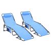 Folding Textilene Waterproof Patio Chaise Lounge Chair,Outdoor Adjustable and Reclining Tanning Chair with Pillow and Side Pocket for Lawn,Beach,Pool,