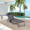 Folding Textilene Waterproof Patio Chaise Lounge Chair,Outdoor Adjustable and Reclining Tanning Chair with Pillow and Side Pocket for Lawn,Beach,Pool,