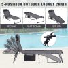 Folding Textilene Waterproof Patio Chaise Lounge Chair,Outdoor Adjustable and Reclining Tanning Chair with Pillow and Side Pocket for Lawn,Beach,Pool,