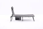 Folding Textilene Waterproof Patio Chaise Lounge Chair,Outdoor Adjustable and Reclining Tanning Chair with Pillow and Side Pocket for Lawn,Beach,Pool,