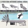 Folding Textilene Waterproof Patio Chaise Lounge Chair,Outdoor Adjustable and Reclining Tanning Chair with Pillow and Side Pocket for Lawn,Beach,Pool,