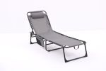 Folding Textilene Waterproof Patio Chaise Lounge Chair,Outdoor Adjustable and Reclining Tanning Chair with Pillow and Side Pocket for Lawn,Beach,Pool,