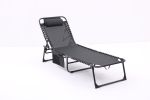 Folding Textilene Waterproof Patio Chaise Lounge Chair,Outdoor Adjustable and Reclining Tanning Chair with Pillow and Side Pocket for Lawn,Beach,Pool,