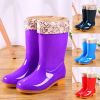 Mid-tube Rain Boots Women Non-slip Rain Boots Waterproof Shoes Overshoes Water Boots Fashion Plus Velvet Warm Women Work Shoesdr