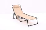 Folding Textilene Waterproof Patio Chaise Lounge Chair,Outdoor Adjustable and Reclining Tanning Chair with Pillow and Side Pocket for Lawn,Beach,Pool,