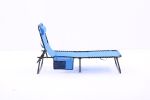 Folding Textilene Waterproof Patio Chaise Lounge Chair,Outdoor Adjustable and Reclining Tanning Chair with Pillow and Side Pocket for Lawn,Beach,Pool,