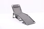 Folding Textilene Waterproof Patio Chaise Lounge Chair,Outdoor Adjustable and Reclining Tanning Chair with Pillow and Side Pocket for Lawn,Beach,Pool,
