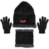 Winter Knitted Hat Scarf Gloves 3Pcs Winter Warm Beanie and Touch Screen Gloves Scarf Set Knit Beanie Skull Cap Neck Warmer Mittens for Men Women