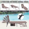 Folding Textilene Waterproof Patio Chaise Lounge Chair,Outdoor Adjustable and Reclining Tanning Chair with Pillow and Side Pocket for Lawn,Beach,Pool,